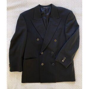 Hardy Amies Mens Double Breasted Wool Blazer Jacket 40 Short Gold Button Classic